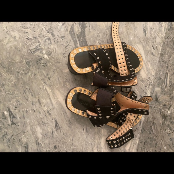 Isabel Marant Suede Black Studded Sandals - Picture 2 of 3
